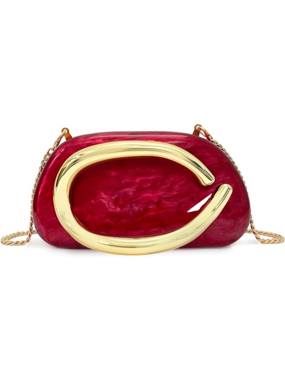 Trendy Women's Acrylic Clutch Purse with Metal Handle - Evening & Party Bag